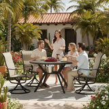 42" Outdoor Patio Table Dining Table, All Weather Metal Round Patio Table with Adjustable Umbrella Hole - Photo 2
