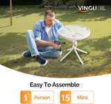 VINGLI Outdoor Side Table, 18" Patio Table Steel Frame Tempered Glass Top - Photo 7