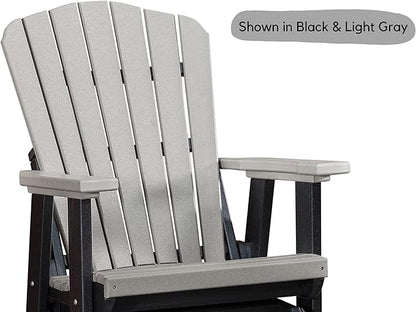 DutchCrafters Slat Fan Back Poly Balcony Adirondack Swivel Glider with Footrest Outdoor Patio Chair (White & Blue)