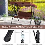 Tangkula 3 Person Porch Swing, Patio Swing with Removable Cushion & Powder-Coated Steel Frame - Photo 7