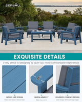 SERWALL HDPE Outdoor Furniture Set, 7 Piece All Weather Wood-Like Outdoor Sofa Sectional Couch - Photo 4