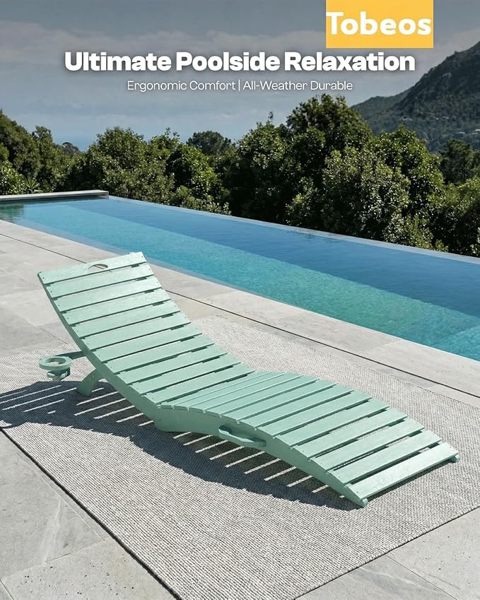 Pre-Assembled Folding in-Pool Lounge Chair, HDPE Outdoor Chaise Lounge with Cup Holder, Pool Lounge Chair for Poolside - Photo 8
