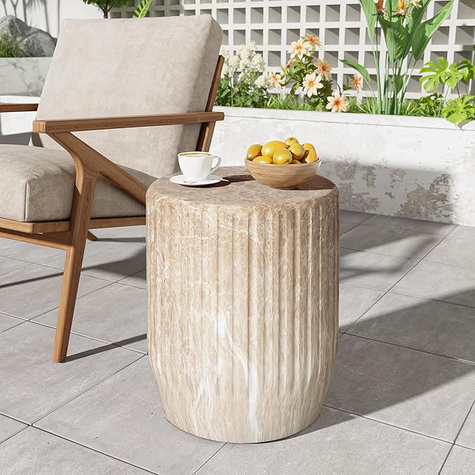 Christopher Knight Home Jayme Outdoor Cylinder Side Table, Lightweight Concrete End Table - Photo 1