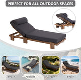 78.8'' Outdoor Patio Chaise Lounge Chair, Acacia Wood Adjustable Recliner with Headrest, Perfect for Terrace, Poolside - Photo 7