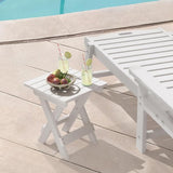 LUE BONA Small Outdoor Folding Side Table, HDPS Outside End Table for Patio, Porch, Deck, Pool, 14 Inch Height, White - Photo 2