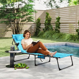 Outsunny Padded Folding Chaise Lounge Chair Outdoor Set of 2, 5-Level Reclining Patio Loungers - Photo 9