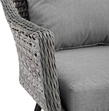 Modway Endeavor Wicker Rattan Aluminum Outdoor Patio Accent Lounge Arm Chair with Cushions in Gray Gray - Photo 4