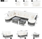 Quarte 7 Pieces Outdoor Patio Furniture Sofa Set with Coffee Table and Pillows - Photo 3