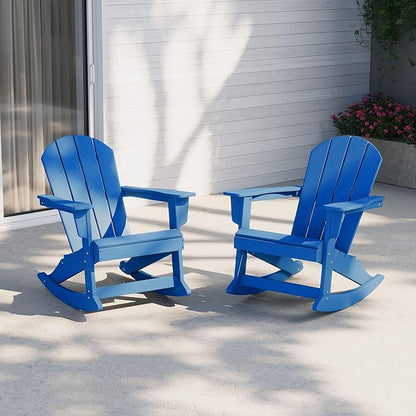 WestinTrends Malibu 2 Piece Set Outdoor/Patio Poly Adirondack Rocking Chairs (2 Seater), Pacific Blue