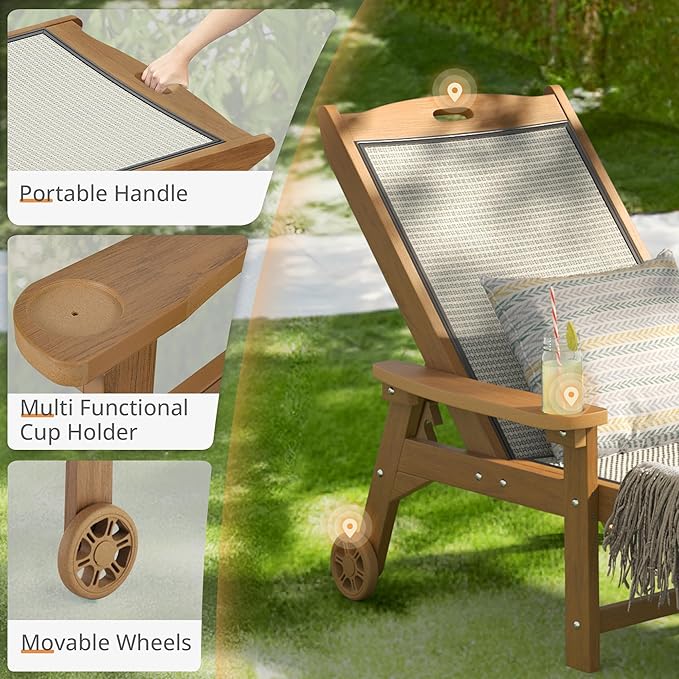 LUE BONA Chaise Lounge Chair Outdoor, HDPS and HDPE Wicker Material, Patio Lounge Chair with Adjustable Backrest - Photo 6