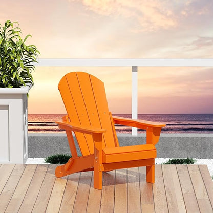 WO WESTIN OUTDOOR HDPE Laguna Outdoor Folding Poly Adirondack Chair, Orange