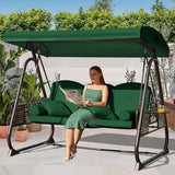 3 in 1 Outdoor Porch Swing with Adjustable Canopy, 3 Seat Outdoor Swing for Adults - Photo 1