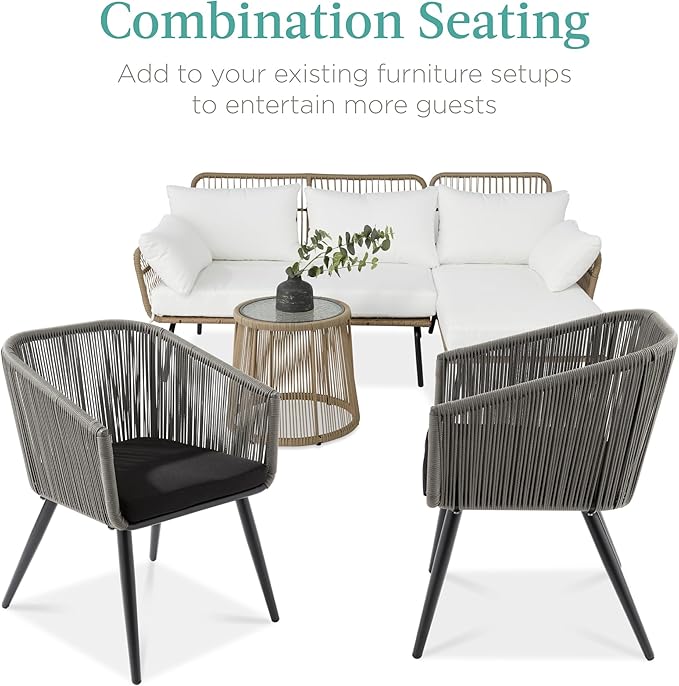 Best Choice Products Set of 2 Patio Dining Chairs, Outdoor Seating for Backyard, Poolside, Balcony w/Woven Wicker Design - Photo 7