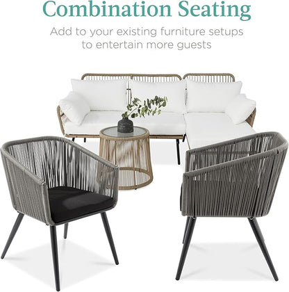 Best Choice Products Set of 2 Patio Dining Chairs, Outdoor Seating for Backyard, Poolside, Balcony w/Woven Wicker Design, 250lb Weight Capacity - Gray/Black