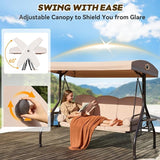 3 in 1 Outdoor Porch Swing with Adjustable Canopy, 3 Seat Outdoor Swing for Adults - Photo 4