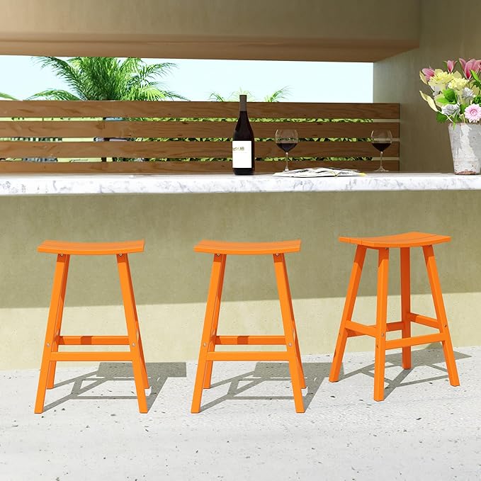 WestinTrends Malibu Malibu 29 Inch High Backless Seat Bar Stools (Set of 3), Orange