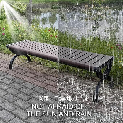 Outdoor Metal Garden Bench - Weather-Proof Park Furniture for Yard, Front Porch, and Pathway