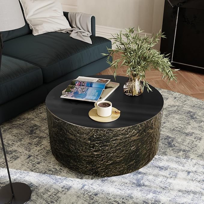 UPHA 28" Round Outdoor Coffee Table, Modern Hollow Concrete Patio Table - Photo 5