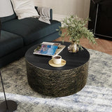UPHA 28" Round Outdoor Coffee Table, Modern Hollow Concrete Patio Table - Photo 5