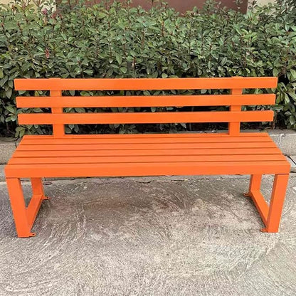 Outdoor Metal Garden Bench, Patio Park Benches Weatherproof, Colorful Front Porch Bench with Backrest, for Outside, Porch, Backyard, Lawn, Balcony(Orange,100cm/39.3in)