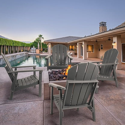 Adirondack Chair Set of 2, HDPE All Weather Adirondack Chairs, Fire Pit Chairs, Patio Chairs, Lawn Chairs. Perfect for Porch, Patio, Poolside, Deck.