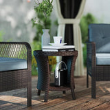 Outsunny 18" Outdoor Wicker Coffee Table, 2-Tier Patio Side Table with Storage - Photo 2