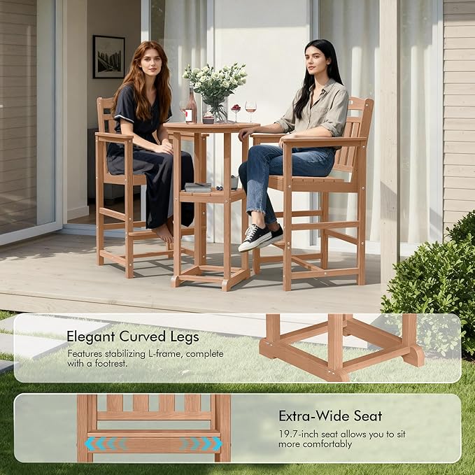 Ciokea 3-Pcs Bistro Table and Chairs - Photo 6
