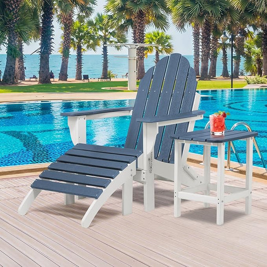 BPS Adirondack Ottoman, HDPE Plastic Outdoor Footrest, All Weather Foot Stool for Adirondack Chair, Outdoor Foot Rest for Patio,Backyard, Lawn, Fire Pits