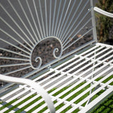 XBrand 44" L Iron Sun-Patterned Seat for Two, Patio & Porch Furniture for Park, Yard, Lawn, Balcony, Backyard – White - Photo 4