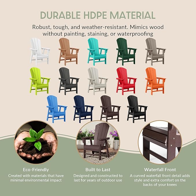 WestinTrends Malibu Outdoor Patio HDPE Plastic Adirondack Dining Chair Dark Brown