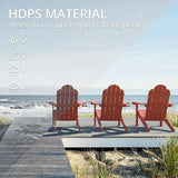 LUE BONA HDPS Adirondack Chairs, 1 Chair, Long-Lasting All-Season Outdoor Patio, Hidden Cup Holder, 350 LBS, Red - Photo 4