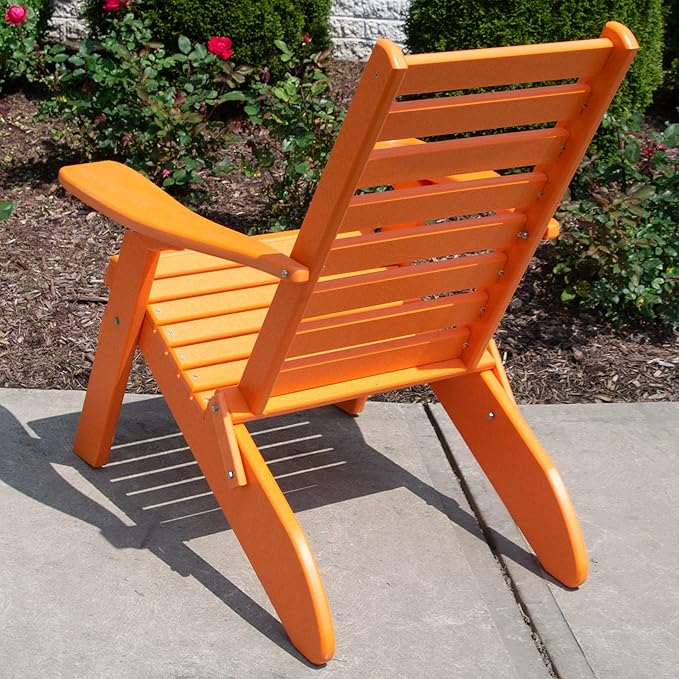 Furniture Barn USA Farmhouse Collection Poly Ladderback Folding Adirondack Chair, Tangerine