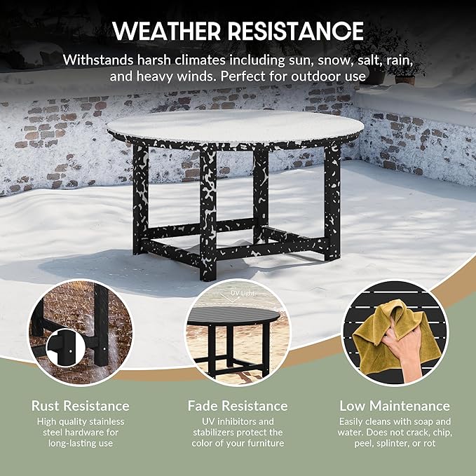 WestinTrends Dylan 5-Piece Outdoor Patio HDPE Adirondack Chair with Round Coffee Table Conversation Set, Black