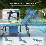 Outsunny Folding Chaise Lounge Chair Outdoor Tanning Chair with Side Table - Photo 4