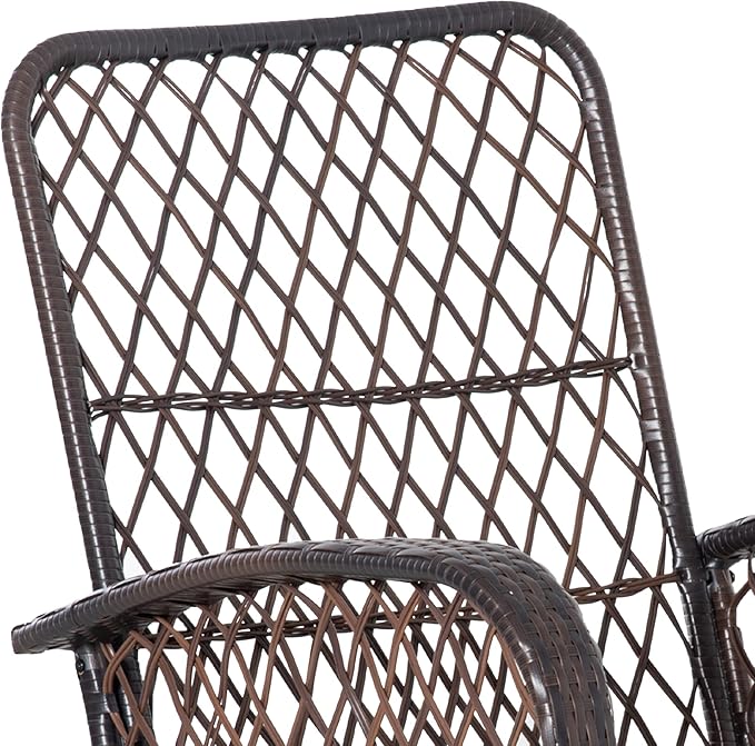 Outsunny Outdoor Wicker Rocking Chair with Wide Seat, Thickened Cushion, Rattan Rocker with Steel Frame for Patio, Garden, Backyard, Gray