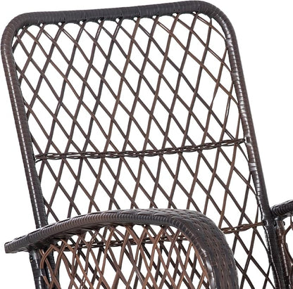 Outsunny Outdoor Wicker Rocking Chair with Wide Seat, Thickened Cushion, Rattan Rocker with Steel Frame for Patio, Garden, Backyard, Gray