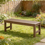 48" HDPE Outdoor Bench, All-Weather & Fade-Resistant 2-Person Garden Bench, Low Maintenance Patio Bench for Garden - Photo 2