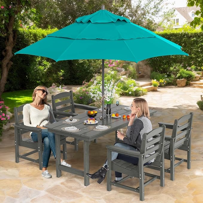 VINGLI Outdoor Dining Chairs Set of 4, HDPE Outdoor Patio Chairs All-Weather Durable Garden Seating for Poolside, Deck, Porch (Gray, 4 PCS)