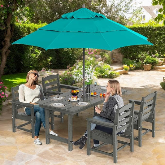 VINGLI Outdoor Dining Chairs Set of 4, HDPE Outdoor Patio Chairs All-Weather Durable Garden Seating for Poolside, Deck, Porch (Gray, 4 PCS)