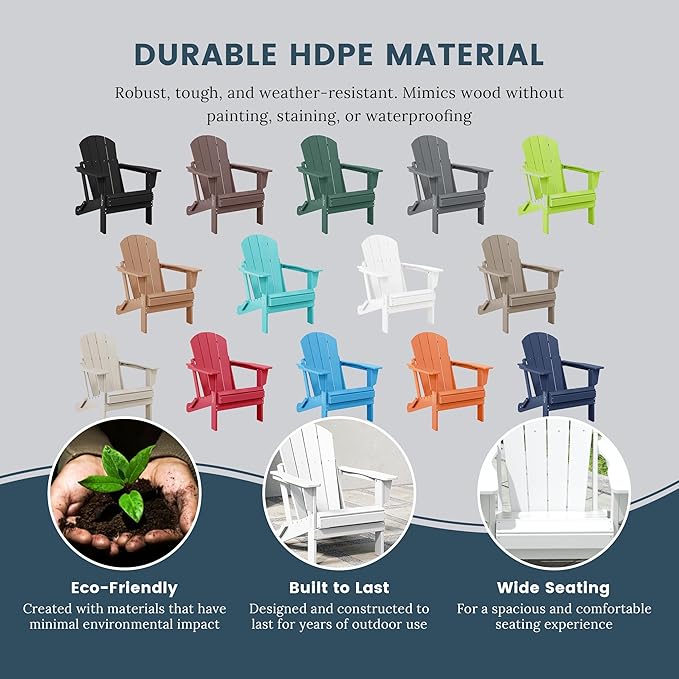 WO WESTIN OUTDOOR HDPE Laguna Outdoor Folding Poly Adirondack Chair (Set of 8),White