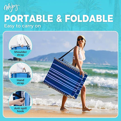 #WEJOY Folding Lounge Chair with Canopy Shade, Portable Adjustable 5-Position Patio Chaise Lounger with Pillow & Storage Pocket for Lay Flat Outdoor Lawn Backyard Beach Camping Pool Tanning