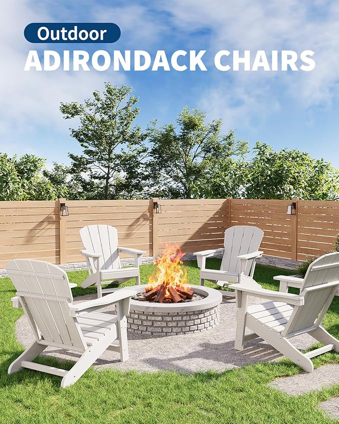 Modern HDPE Plastic Adirondack Chair - Oversize 380 LB Poly Lumber Weather Resistant Firepit Chair - Outdoor Patio - Photo 2