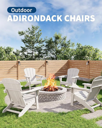 Garvee HDPE Adirondack Chairs for Outdoor Patio, Weather-Resistant All-Weather Seating for Fire Pit, Deck, or Lawn, Heavy-Duty Wide Armrests with Slatted Back, Fade-Proof Easy-Clean Design