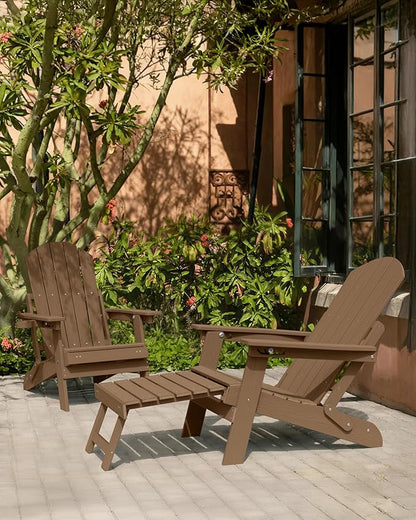 YEFU Adjustable Adirondack Chair with Retractable Ottoman Set of 6,Folding Adirondack Chair with Cup-Holder, Outdoor Chairs with Footrest,Weather Resistant Fire Pit Chairs,for Patio Lawn