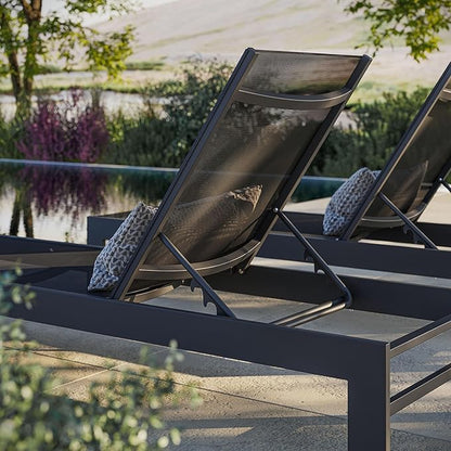 Modway Tahoe Outdoor Chaise with Sunbathing Textilence in Gray