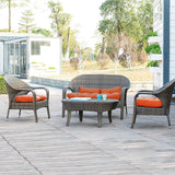 QILLOWAY Outdoor Patio Wicker Seat Cushions Group Loveseat/Two U-Shape/Two Lumbar Pillows for Patio Furniture - Photo 6