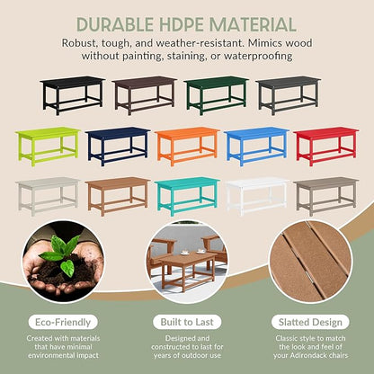WestinTrends Malibu Outdoor Coffee Table, 35" x 17.5" All Weather Poly Lumber Patio Adirondack Coffee Table for Garden Lawn Porch Balcony, Teak