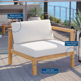 Modway Bayport Outdoor Patio Teak Wood Right-Arm Chair in Natural White - Photo 7