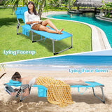 GYMAX Tanning Chair, Folding Lounger with Face/Arm Holes, Carry Handles & Side Pocket - Photo 4