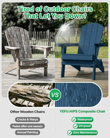 YEFU Adirondack Chair, Oversized Plastic Adirondack Chair Folding Outdoor Chairs with Cup Holder - Photo 6